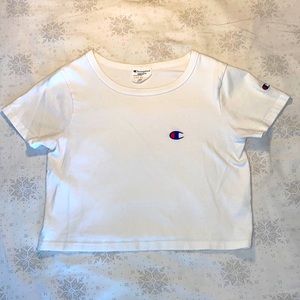 CHAMPION plain white cropped t-shirt